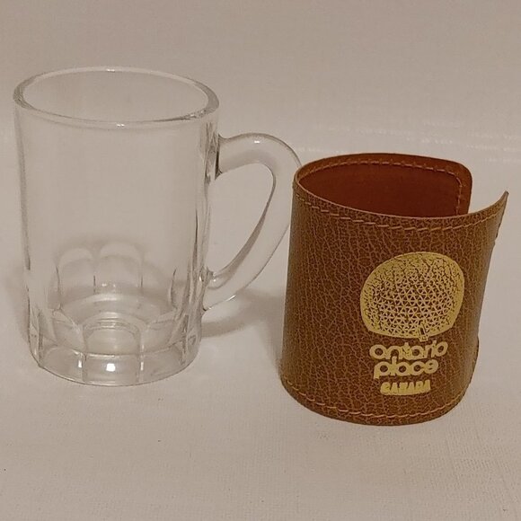 VINTAGE Ontario Place Canada Shot Glass with Pleather Wrap - Picture 2 of 6